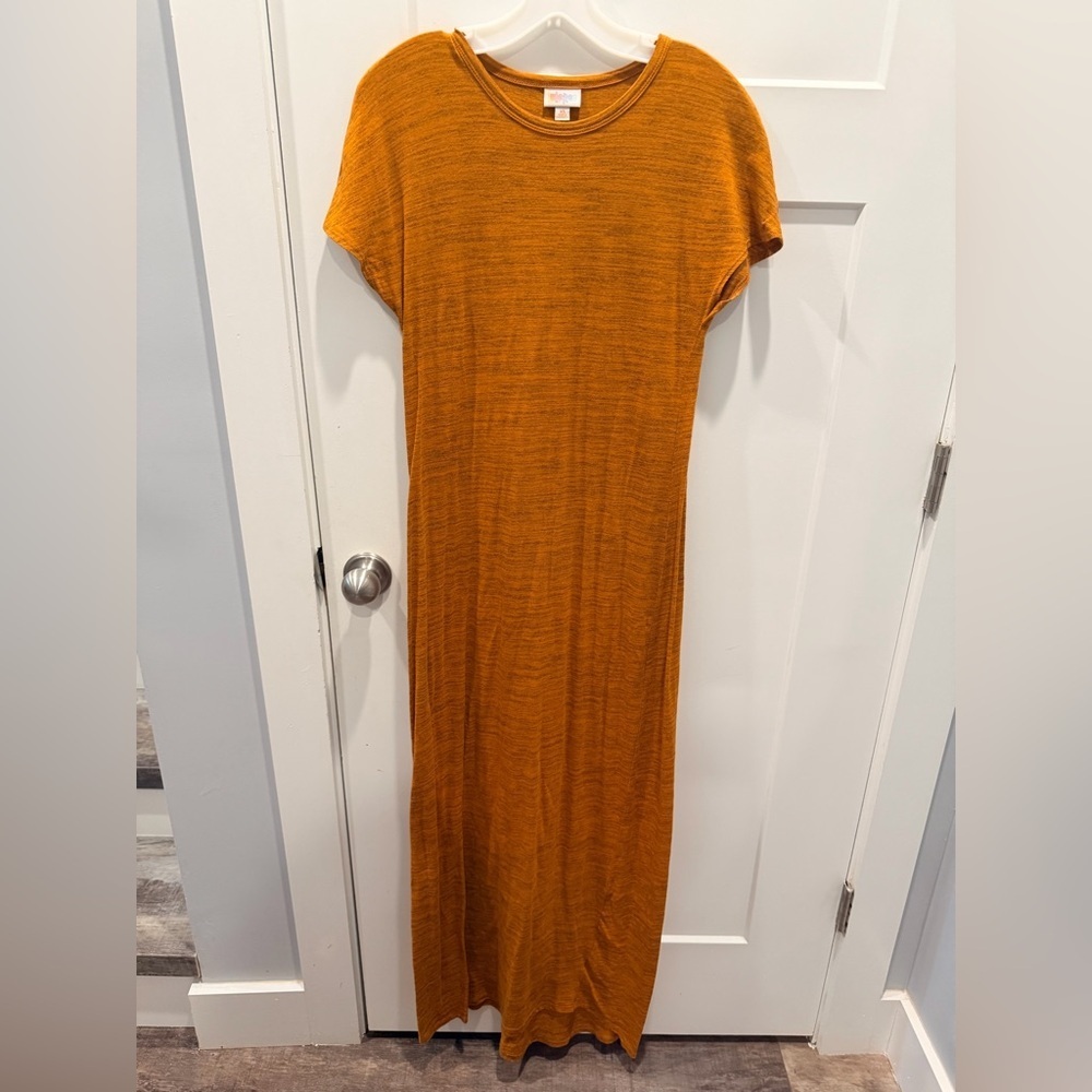 LuLaRoe Maxi Dress XS Rust Orange Short Sleeve Stretch Casual Dress